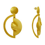 Les poulettes bijoux - boucles d'oreilles laiton dor� demi lune superpos�e