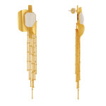 Boucles d'oreilles laiton doré formes incurvés et long fils pendant Boucles d'oreilles laiton doré formes incurvés et long fils pendant