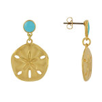 Les poulettes bijoux boucles d'oreilles laiton dor� rond color� et dollar des sables