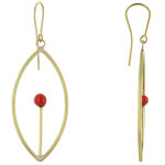 Les poulettes bijoux boucles d'oreilles laiton feuille allumette - classics - rouge