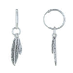 Boucles d'oreilles mini créoles argent 925 et deux plumes Boucles d'oreilles mini créoles argent 925 et deux plumes
