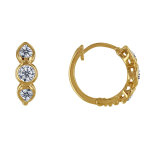 Boucles d'oreilles mini créoles plaqué or deux gouttes et un strass rond Boucles d'oreilles mini créoles plaqué or deux gouttes et un strass rond
