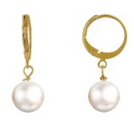 Boucles d'oreilles mini croles plaqu or et perle de culture - blanc