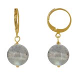 Boucles d'oreilles mini croles plaqu or et perle de labradorite