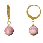Les poulettes bijoux - boucles d'oreilles mini cr�oles plaqu� or et perle de rhodoch