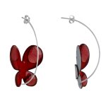 Les poulettes bijoux - boucles d'oreilles papillons �maill�s rouge et rose