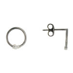 Les poulettes bijoux - boucles d'oreilles petites cr�oles argent et ses 3 diamants b