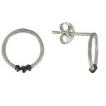 Boucles d'oreilles petites croles argent 925 bross et ses 3 diamants noirs