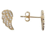 Boucles d'oreilles plaqu or aile d'ange et strass