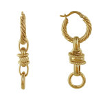 Les poulettes bijoux - boucles d'oreilles plaqu� or cr�oles torsad�es et chainette