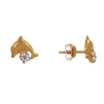 Boucles d'oreilles plaqu or dauphin et un strass
