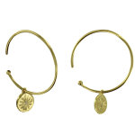 Boucles d'oreilles plaqu or demi croles mdaille ronde soleil et strass