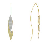 Les poulettes bijoux - boucles d'oreilles plaqu� or feuilles argent et strass