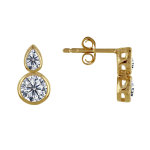 Boucles d'oreilles plaqu or une goutte et un strass rond