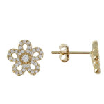 Les poulettes bijoux - boucles d'oreilles plaqu� or marguerite et strass