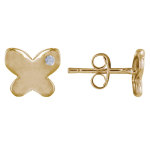 Les poulettes bijoux boucles d'oreilles plaqu� or papillon et un strass