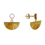 Les poulettes bijoux boucles d'oreilles plaqu� or perle et eventail - blanc
