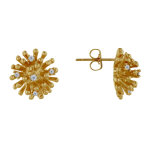 Boucles d'oreilles plaqu or pompon et zirconium cristal