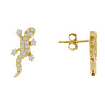 Les poulettes bijoux - boucles d'oreilles plaqu� or salamandre et strass