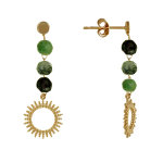 Les poulettes bijoux - boucles d'oreilles plaqu� or soleil de billes ajour� et perle