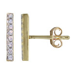 Boucles d'oreilles puces plaqu or petite barrette de strass