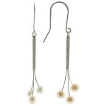 Boucles d'oreilles trois perles de culture blanches Boucles d'oreilles trois perles de culture blanches