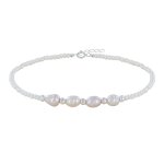 Bracelet argent 925 4 perles de culture et petites perles nacres blanches