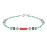 Bracelet argent 925 anneaux et perles facettées de multiples pierres Bracelet argent 925 anneaux et perles facettées de multiples pierres