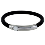 Les poulettes bijoux - bracelet argent 925 bille et silicone - classics - noir