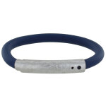 Bracelet argent 925 bross et silicone - classics - bleu navy