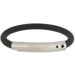 Bracelet argent 925 bross et silicone - classics - noir