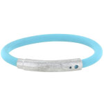 Les poulettes bijoux - bracelet argent 925 bross� et silicone - classics - turquoise