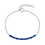 Bracelet argent 925 chaine et perles facett�es de lapis lazuli