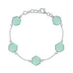 Les poulettes bijoux - bracelet argent 925 cinq hexagones de calc�doine vert d'eau f