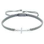 Les poulettes bijoux - bracelet argent 925 croix lien tr�ss� - classics - gris clair