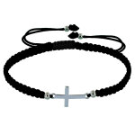 Bracelet argent 925 croix lien trss - classics - noir