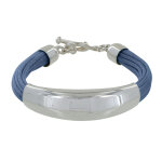 Bracelet argent 925 demi - jonc sur fils de coton - classics - bleu