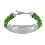 Les poulettes bijoux - bracelet argent 925 demi - jonc sur fils de coton - classics -