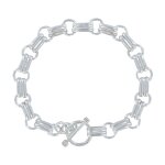Bracelet argent 925 double maillons plat et ronds fermoir t