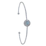 Les poulettes bijoux - bracelet argent 925 jonc m�daille ronde et demi perle de lari