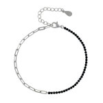 Les poulettes bijoux - bracelet argent 925 mailles cheval et petits cubes de strass