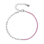 Les poulettes bijoux - bracelet argent 925 mailles cheval et petits cubes de strass