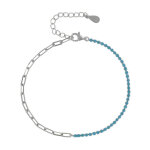 Les poulettes bijoux - bracelet argent 925 mailles cheval et petits cubes de strass