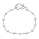 Bracelet argent 925 perles et breloque croix