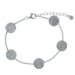 Bracelet argent 925 rhodié cinq pastilles martelées Bracelet argent 925 rhodié cinq pastilles martelées