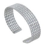 Bracelet argent 925 rhodi demi jonc de chaines