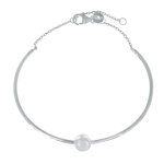 Bracelet argent 925 rhodi demi jonc et perle