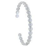 Bracelet argent 925 rhodi demi jonc perles plates