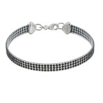 Les poulettes bijoux - bracelet argent 925 rhodi� silicone et strass - classics - no