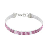 Bracelet argent 925 rhodi silicone et strass - classics - rose